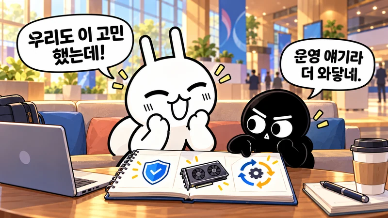 운영 경험을 듣고 우리도 하던 고민이라며 반가워하는 순순과 흑심