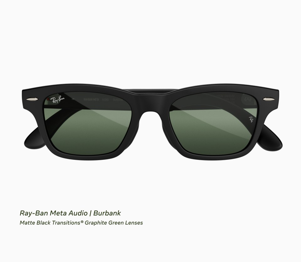 카메라가 없는 Ray-Ban Meta Audio Burbank의 공식 제품 사진