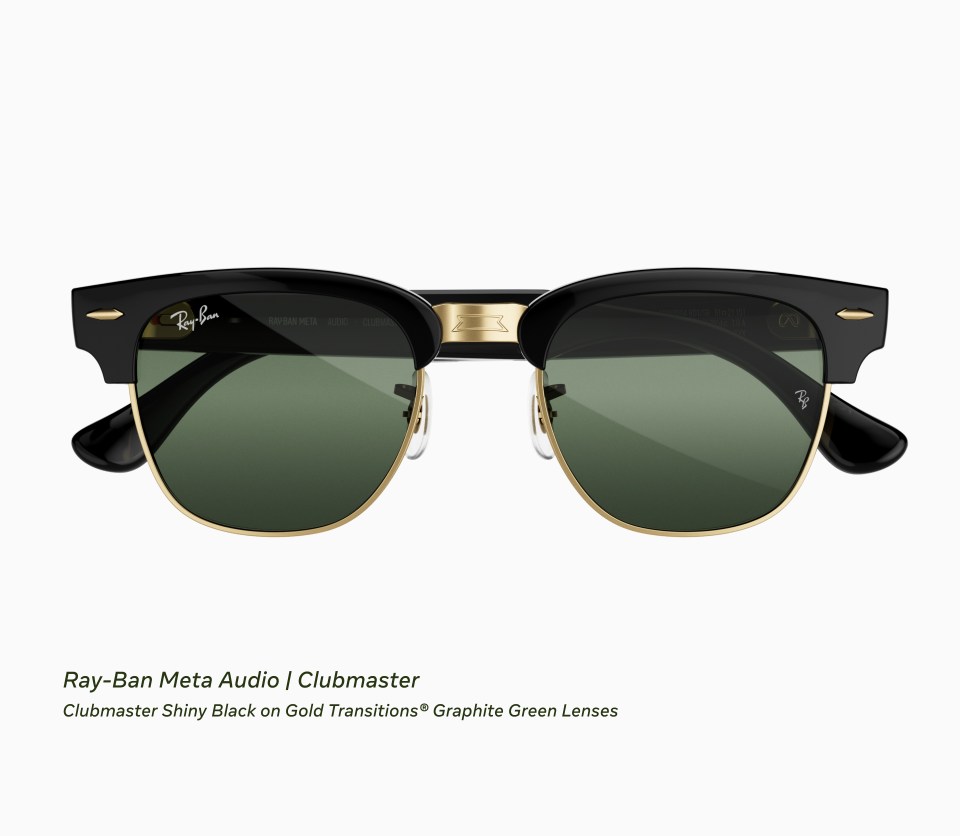 카메라가 없는 Ray-Ban Meta Audio Clubmaster의 공식 제품 사진