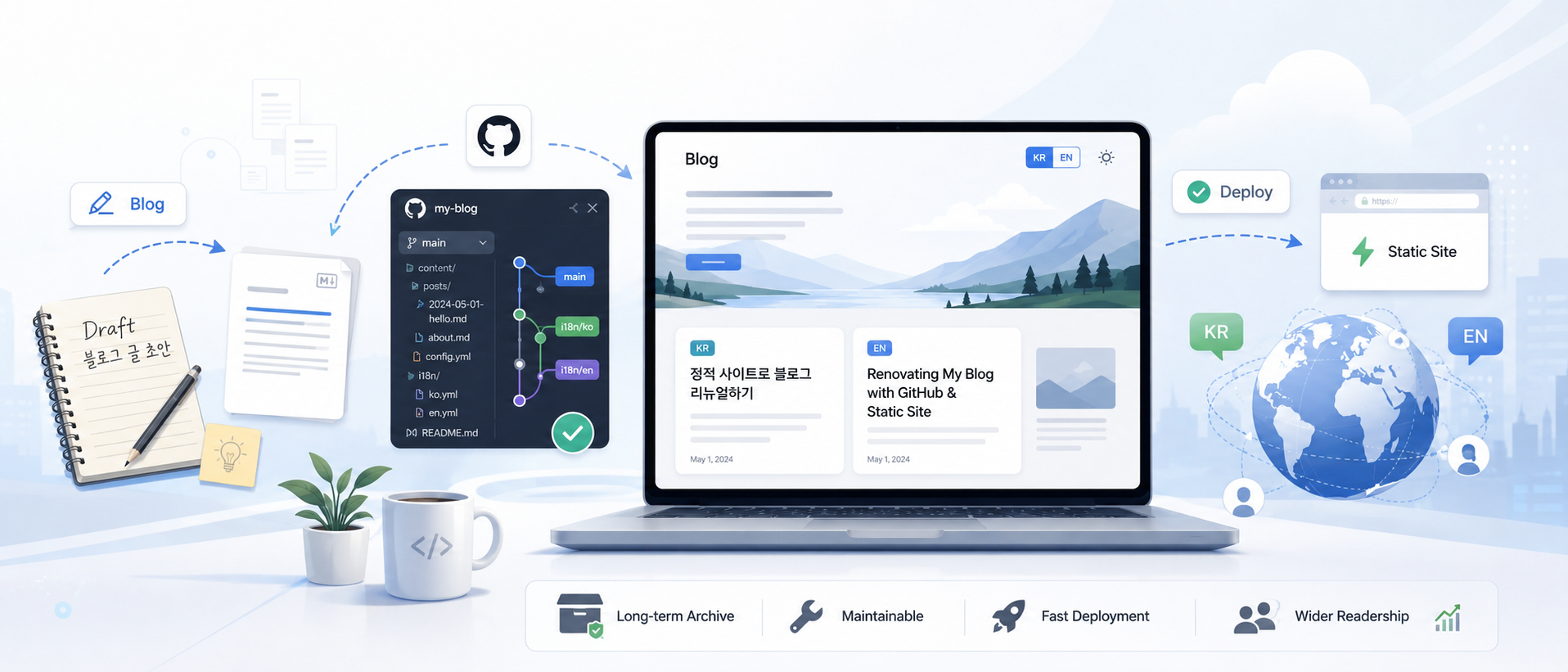 GitHub로 블로그를 개편한 이유와 정적 웹페이지 배포 방법